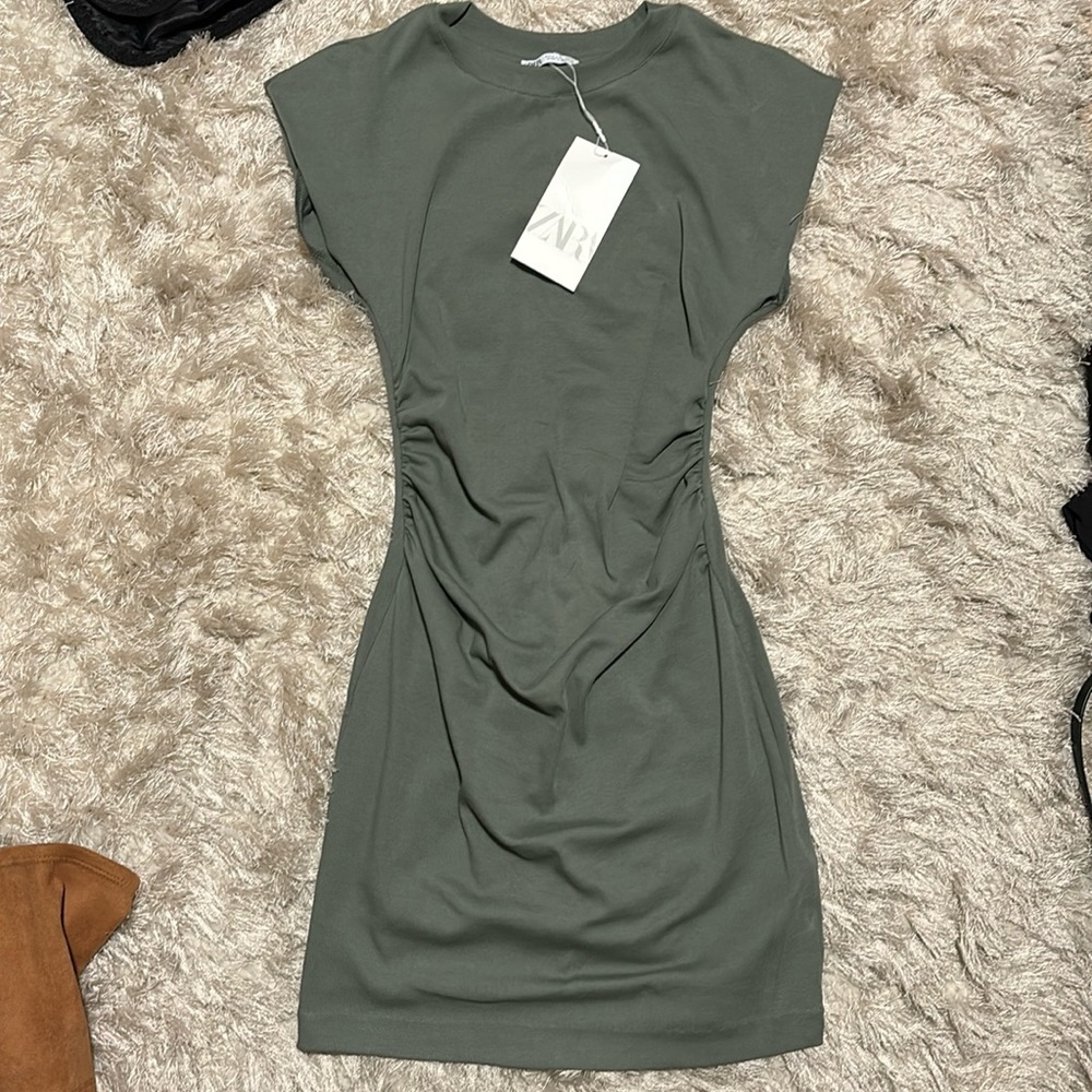 Zara gathered fitted knit dress